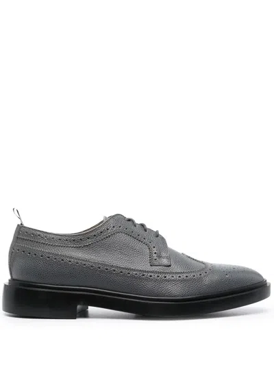 Thom Browne Almond-toe Leather Brogues In Dark Grey