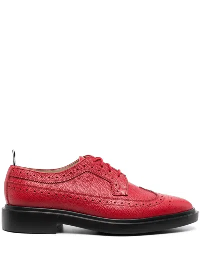 Thom Browne Almond-toe Leather Brogues In Red