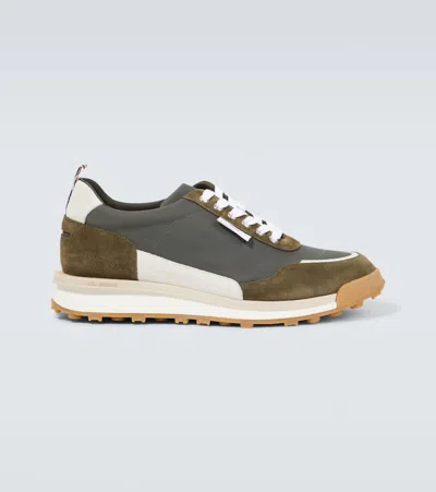 Thom Browne Alumni Leather-trimmed Trainers In Green