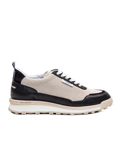 Thom Browne Alumni Panelled Lace-up Sneakers In Beige