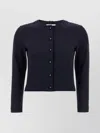 Thom Browne Cropped Black Cardigan With Button Anchor Motifs