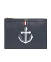 Thom Browne Anchor Embroidered Clutch In White