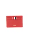Thom Browne Pebbled-leather Card Holder In Red