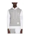 Thom Browne Anchor-embroidery Panelled Hoodie In Gray