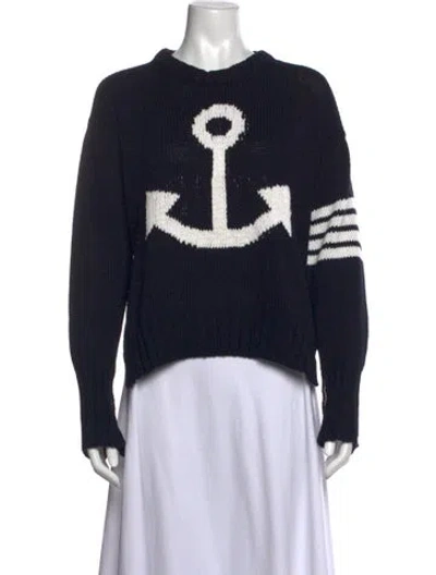 Pre-owned Thom Browne Anchor Graphic Print Sweater In Blue