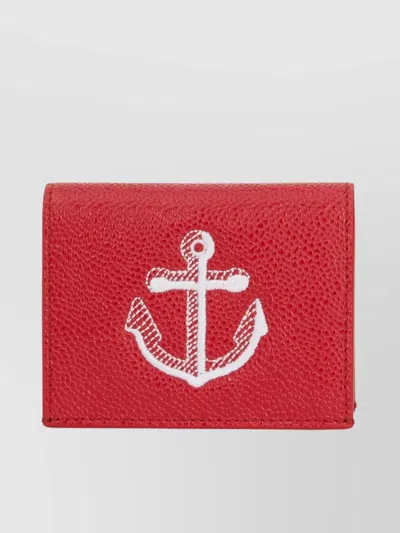THOM BROWNE ANCHOR MOTIF LEATHER WALLET WITH TEXTURED FINISH