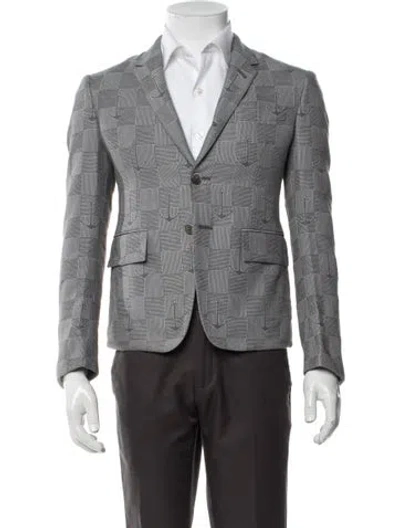 Pre-owned Thom Browne "anchor" Patterned Blazer In Grey