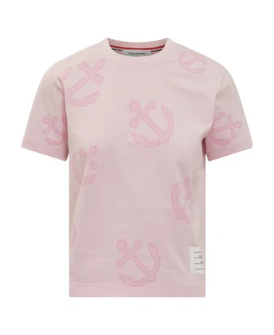 Thom Browne Anchor-print T-shirt In Pink