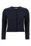 Thom Browne Cropped Black Cardigan With Button Anchor Motifs In Blue