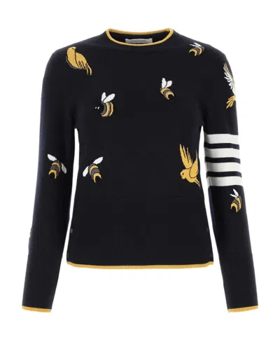 Thom Browne Animal-embroidered Jumper In Black