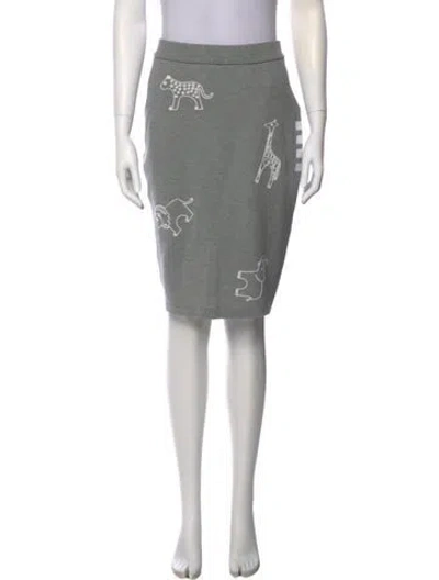 Pre-owned Thom Browne Animal Print Knee-length Skirt In Gray