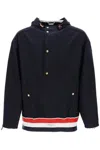 Thom Browne Anorak In Fresco Lana Con Banda Tricolore In Blue