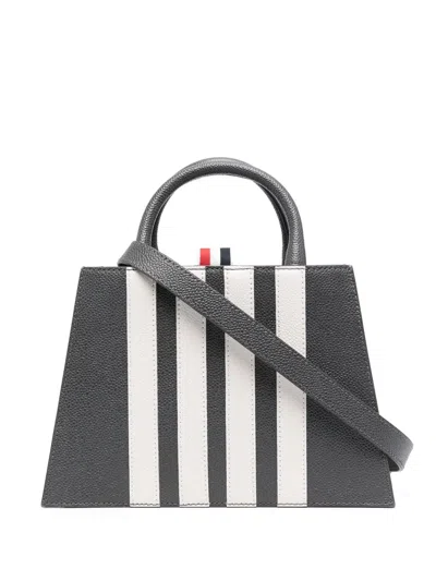 Thom Browne Appliqué-stripe Tote Bag In Grey