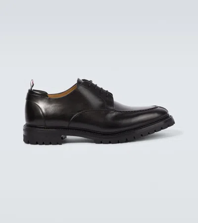 Thom Browne Apron Stitch Leather Derby Shoes In Black