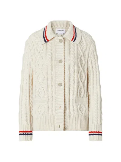 Thom Browne Aran Cable-knit Sweater In Neutral