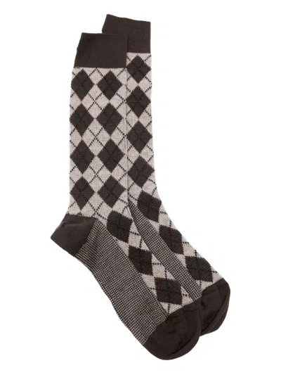 Thom Browne Argyle Diamond Pattern Socks In Green
