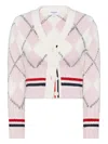 Thom Browne Argyle Intarsia Shrunken Virgin Wool Blend Cardigan In Multi