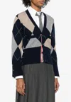 Thom Browne Argyle Intarsia Knit Cashmere Cardigan In Multi