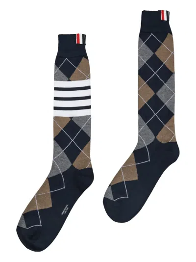 THOM BROWNE ARGYLE INTARSIA-KNIT SOCKS