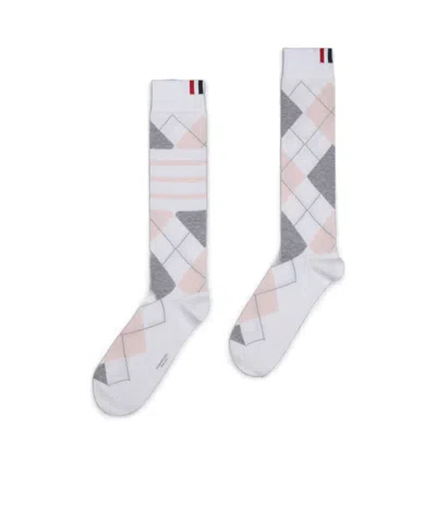 Thom Browne Argyle Intarsia-knit Socks In Neutral