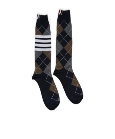THOM BROWNE ARGYLE INTARSIA-KNIT SOCKS