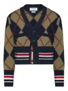 Thom Browne Argyle-intarsia V-neck Cardigan In Black
