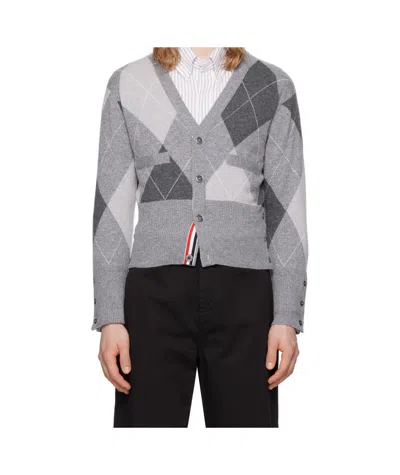 THOM BROWNE ARGYLE-PATTERN CASHMERE CARDIGAN