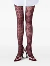 Thom Browne Argyle-pattern Sheer Tights In Red