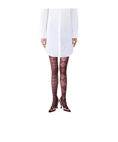 Thom Browne Argyle-pattern Sheer Tights In White