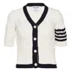Thom Browne Argyle Pointelle Cable Cardigan In Multi