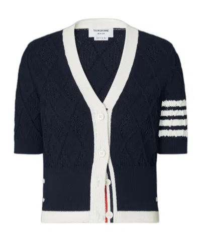 Thom Browne Argyle-knit Cardigan In Multi