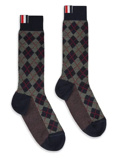 Thom Browne Argyle-knit Jacquard Wool Socks In Blue