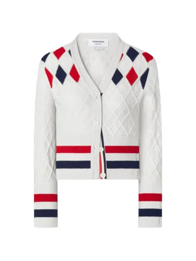 Thom Browne Argyle-pattern Cardigan In Multi
