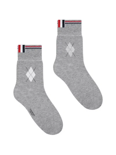 Thom Browne Argyle-pattern Socks In Gray