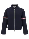 Thom Browne Milano Cotton Blend Bomber Jacket In Blue