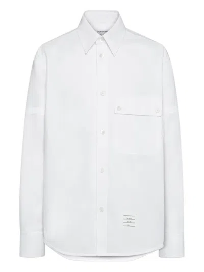 Thom Browne Opique Double Needle Armband Oversized Collar Shirt In White