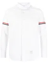 Thom Browne Armband-detail Seersucker Rwb Striped Shirt In White