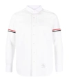 Thom Browne Armband-detail Seersucker Rwb Striped Shirt In White