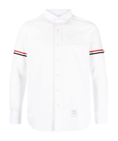 Thom Browne Armband-detail Seersucker Rwb Striped Shirt In White