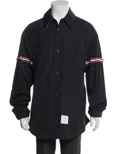 Pre-owned Thom Browne Armband Graphic Print Windbreaker W/ Tags In Blue