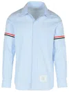 Thom Browne Striped Buttoned Shirt In Light Blue