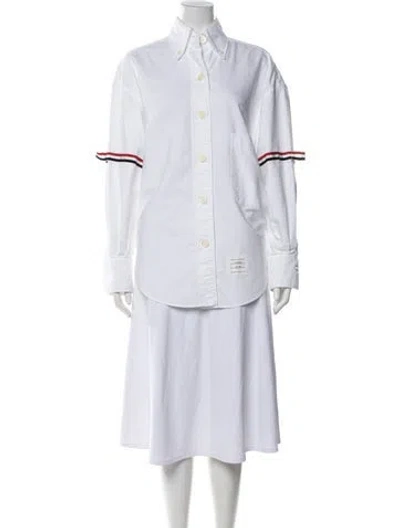Pre-owned Thom Browne Armband Long Sleeve Button-up Top In White