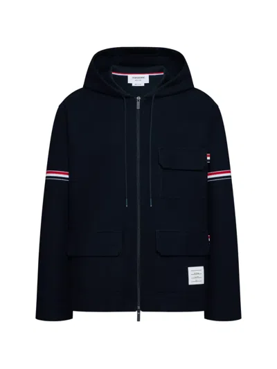Thom Browne Armband Oversized Parka In Blue