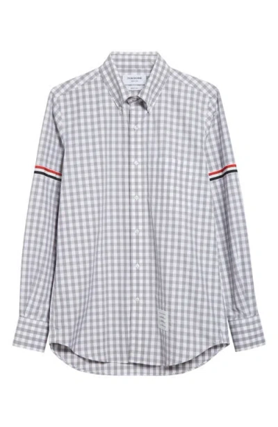 Thom Browne Armband Stripe Cotton Button Down Shirt In Blue