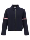 Thom Browne Milano Cotton Blend Bomber Jacket In Blue