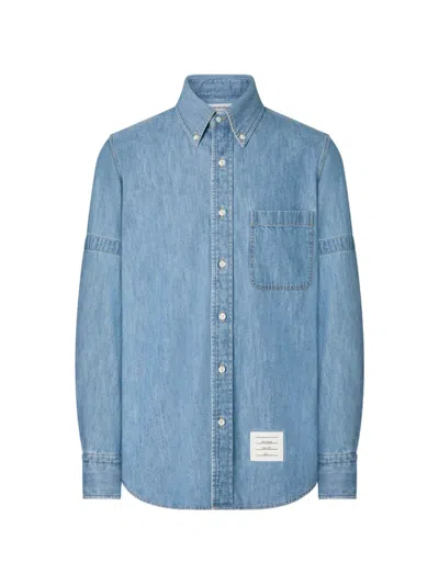 Thom Browne Armband-detail Denim Shirt In Blue