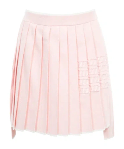 Thom Browne Asymmetric Hem Mini Pleated Skirt In Pink