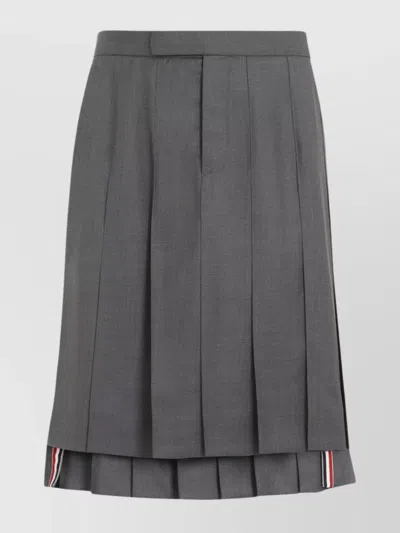 Thom Browne Asymmetric Hem Pleated Backstrap Skirt In Gray