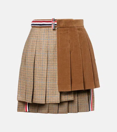 Thom Browne Asymmetric Wool Miniskirt In Brown