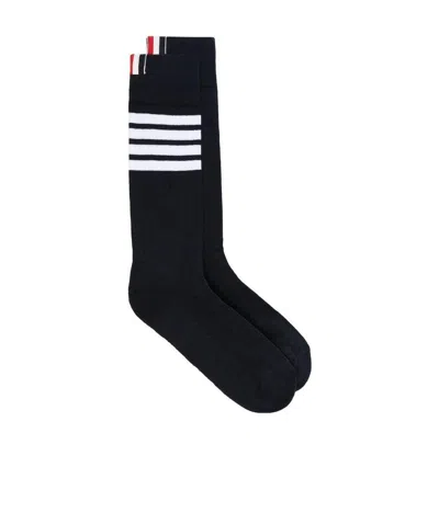 Thom Browne Athletic Mid-calf 4-bar Socks In Black